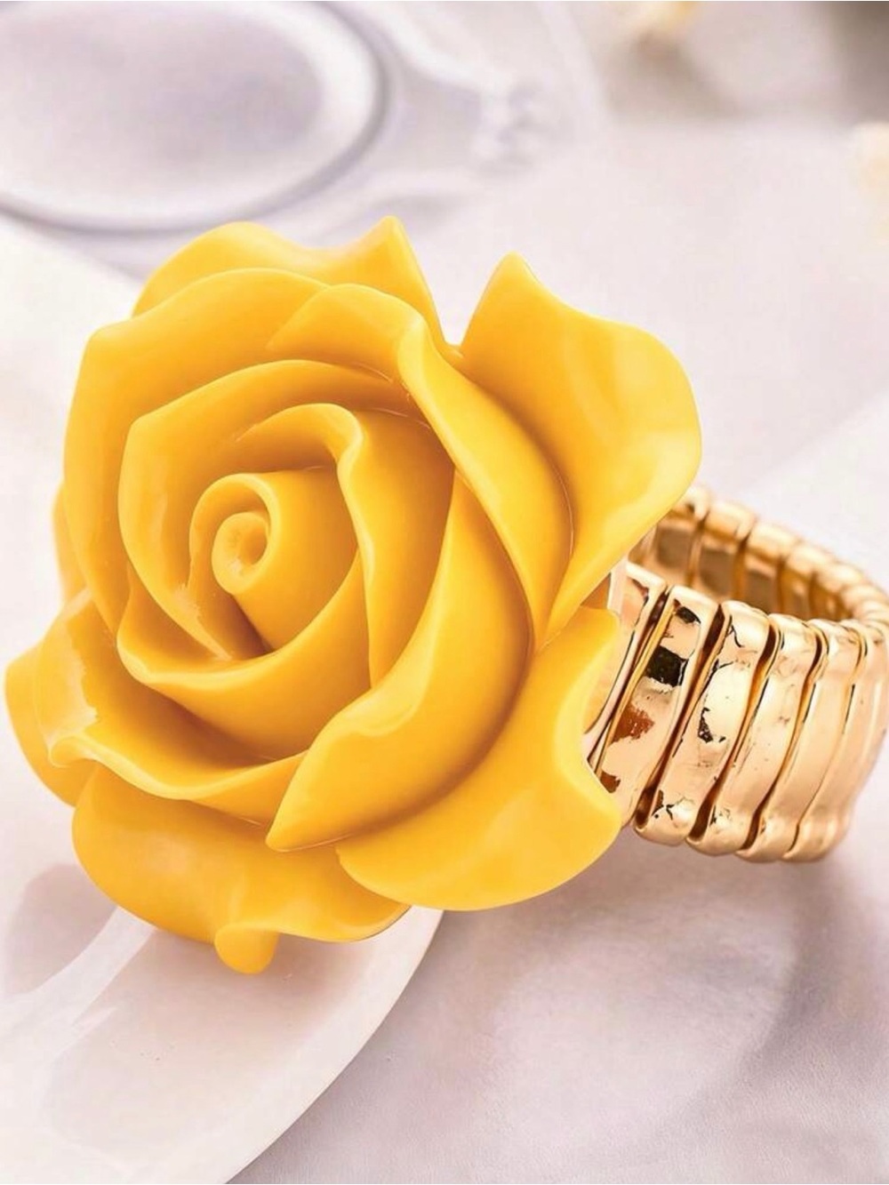 Yellow Rose Statement Ring - Women Jewelry